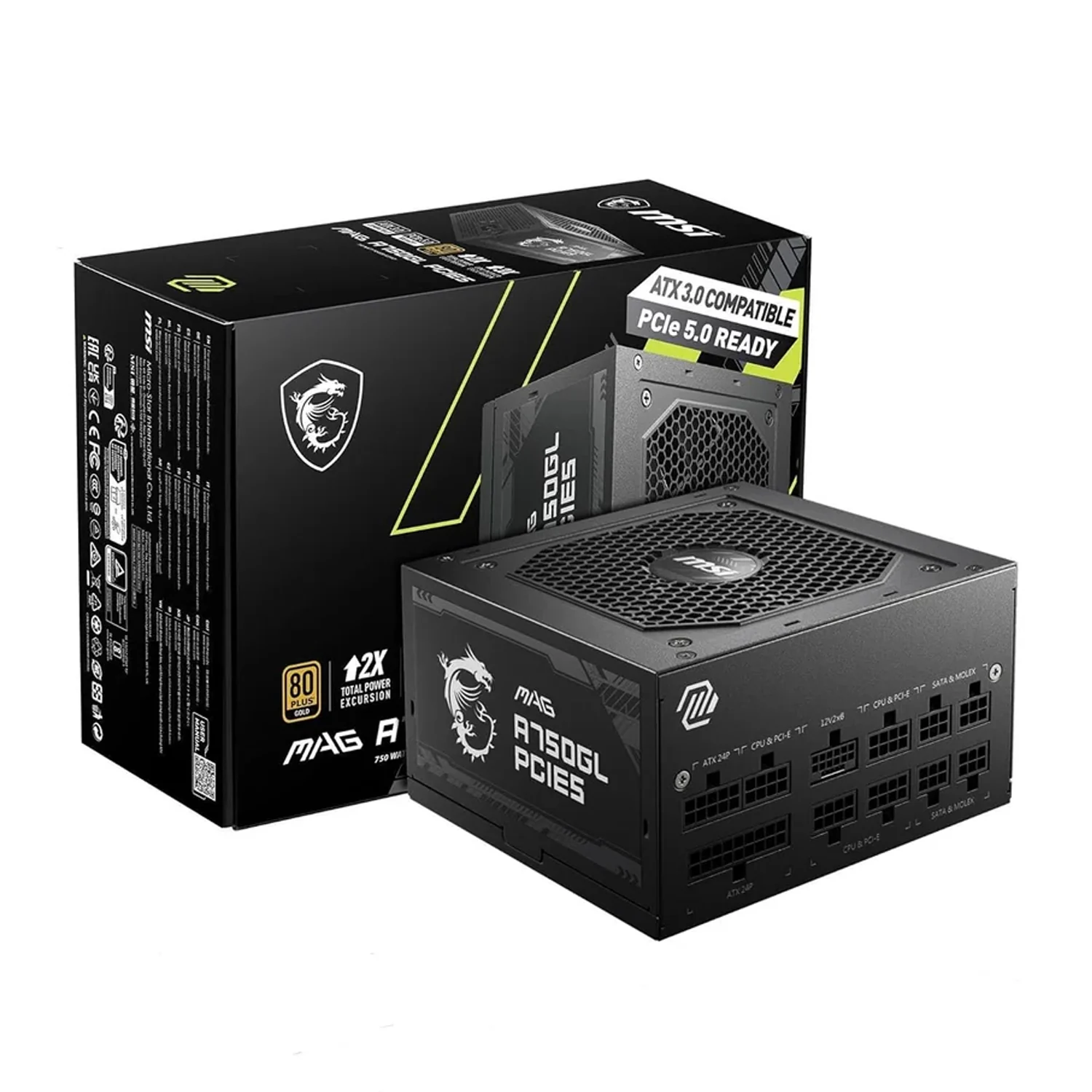 MAG A750GL PCIE5 750W 80 Plus Gold ATX 3.1 Fully Modular Power Supply